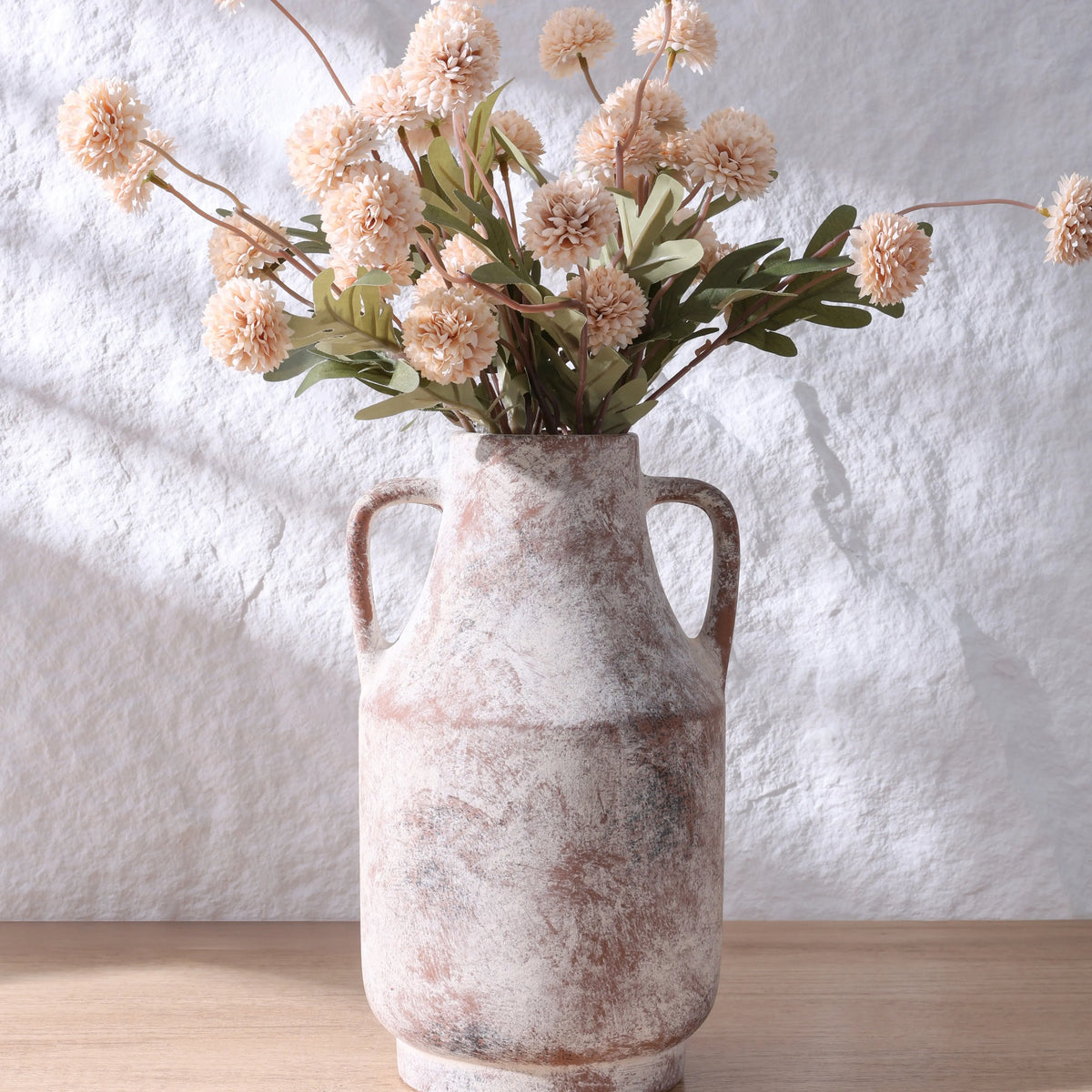 Ivydale Ceramic Handle Flower Vase, 11 in Tall Rustic Farmhouse Standing Vase - Home Decor Aesthetic House Decor for Living Room Decorations, Table Centerpieces