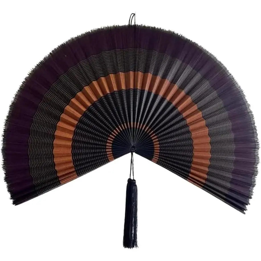 40-in Red Brown Bamboo Wall Fan - Japanese Hangable Unique Decor, Large Oriental Indoor Furniture Hanging Accent for Above Bed Headboard, Dresser