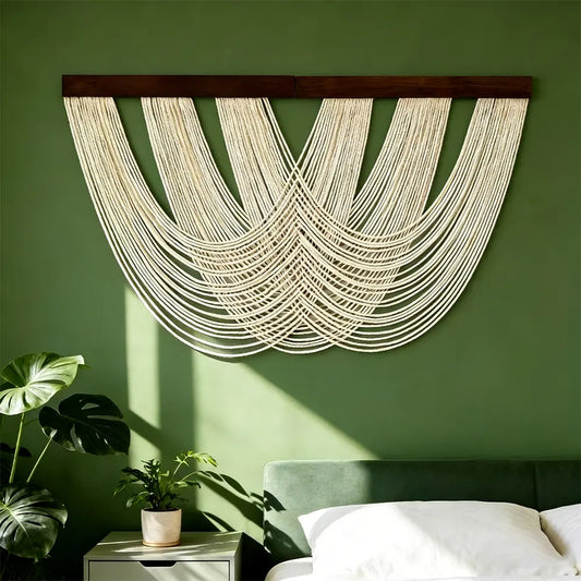 Cotton Lightweight Macrame Wall Hanging - Dip-Dyed Handmade Woven Tapestry, Aesthetic Home Decor Items for Bedroom & Living Room, 39.4x23.6in Bohemian Room Decor Wall Art for Headboard/Fireplace
