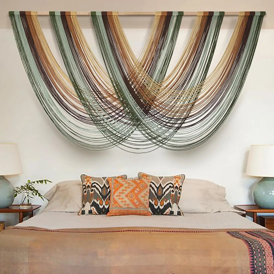 Large Boho Macrame Wall Hanging – Handwoven Yarn Tapestry Wall Decor for Bedroom, Living Room, Nursery & Apartment (57" x 31")