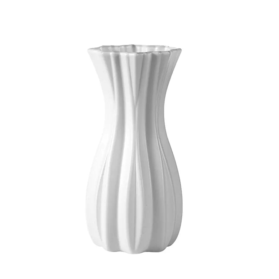 Pleated Vase 7in/9in -, Flower Arrangement Vase, Decorative Flower Vase, Shatterproof Matte Lightweight, Kids Room Safe for Flower Arranging, Faux Ceramic Outdoor Picnic, Entryway Desk Decor, Home Decorative Vase, Vase for Flowers