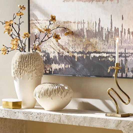 Z Gallerie Madre Ivory Minimalist Porcelain Vase, Modern Decorative Design Vase for Home Decor, Ceramic Flower Vessel