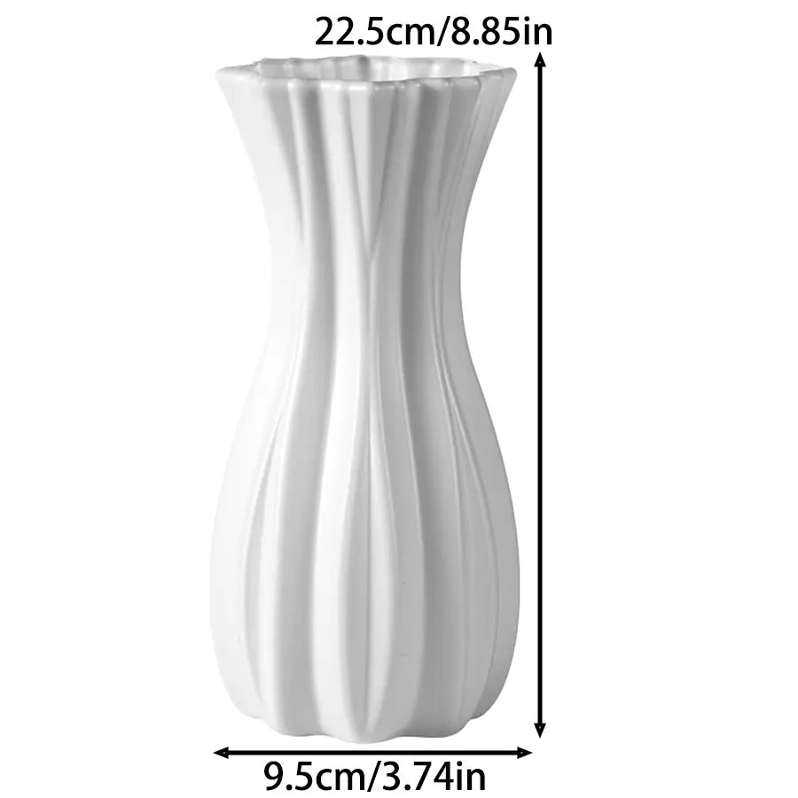 Pleated Vase 7in/9in -, Flower Arrangement Vase, Decorative Flower Vase, Shatterproof Matte Lightweight, Kids Room Safe for Flower Arranging, Faux Ceramic Outdoor Picnic, Entryway Desk Decor, Home Decorative Vase, Vase for Flowers