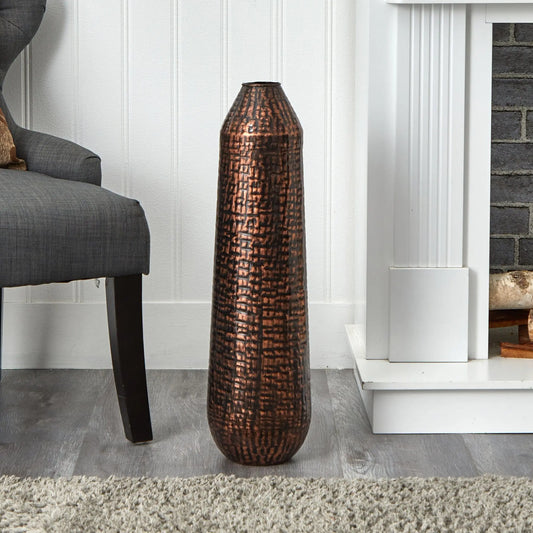 26” Tall Embossed Metal Cylinder Large Modern Flower Vase, Vases for Centerpieces, Ideal for Home Decor & Artificial Flower Displays, Flower Vases, Modern Vase