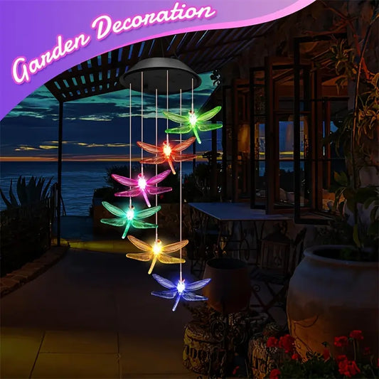 1pc Water-Resistant Copper Dragonfly Solar Wind Chime Light - 6-LED Color-Changing, Light Sensor Control, No Remote, 600mAh Nickel Batteries Included, Yes to Solar-Powered Outdoor Use, Ideal for Garden, Patio, Mother's Day Gifts