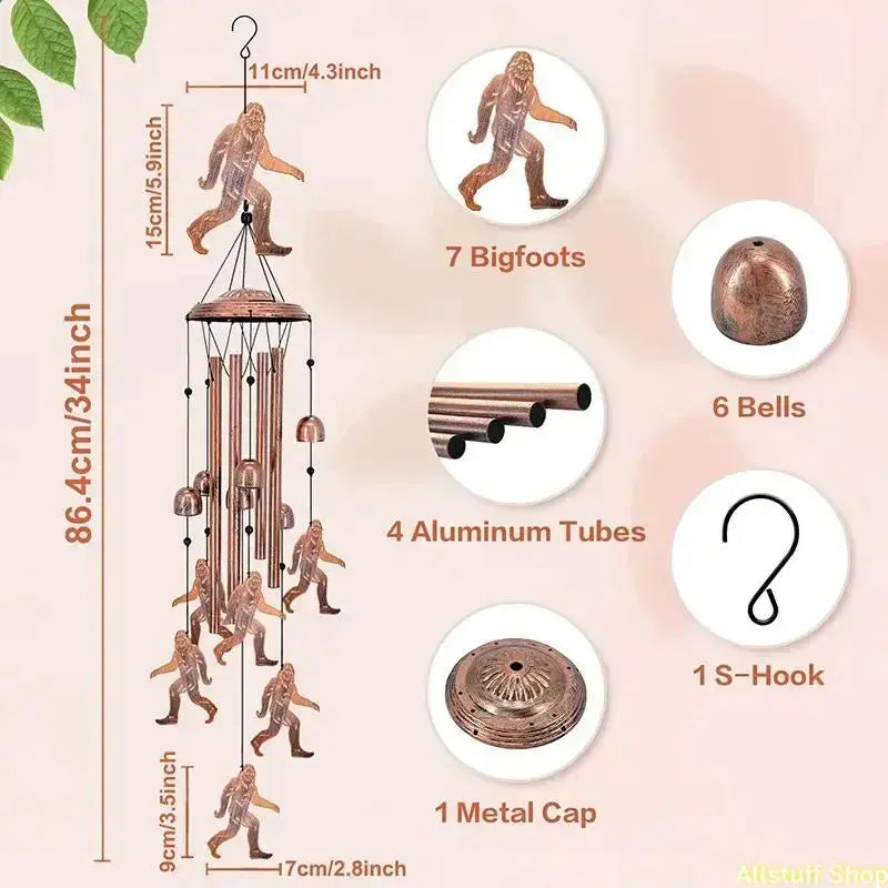 Premium Feel Unique Design Dual Functionality Metal Wind Chime, Women's Memorial Gift/Birthday Present, Indoor-Outdoor DIY Bag Accessory, Garden Decor