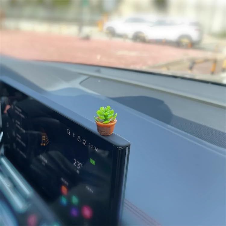 Mini Car Ornament, Mini Succulent Dashboard Decor, Desktop Miniature Pottery Planter for Car Interior Decoration (Succulent)