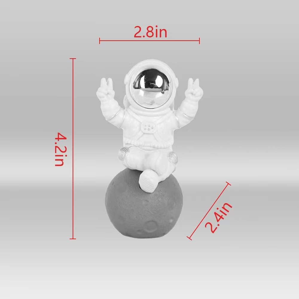 Astronaut Figurine Statue, Silver & White Space Decor Ornament