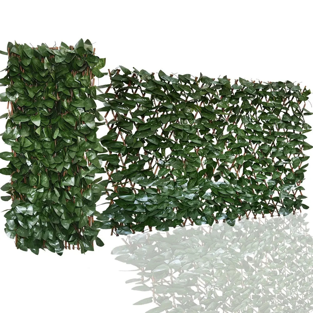 22x120 in Expandable Retractable Willow Wood Artificial Ivy Lattice Privacy Fence Screen, Realistic Leaf Sunlight Resistant Garden Panel with Zip Ties, Vertical Garden Trellis View Hider for Backyard, Screening