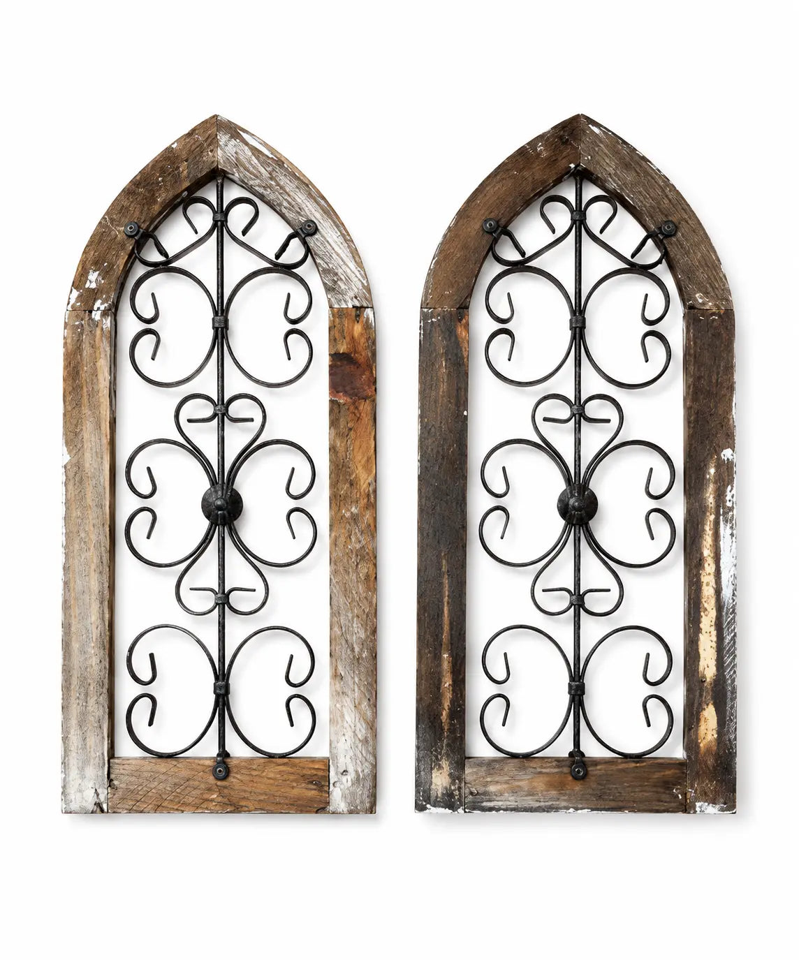 Traditional Handmade Powder-Coat Metal Window Frame Set, 2-Piece 22x10 in Rustic Farmhouse Hanging Wall Decor, Home Supplies Decoration & Gift