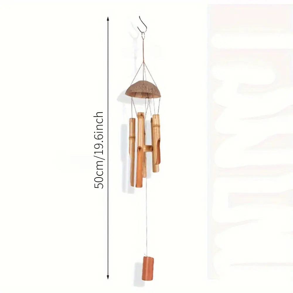 1pc Bamboo Wind Chimes for Outside - Decorative Wind Chime with Deep Melody Tone, Classic Zen Garden Decor, Soothing Natural Sound, Weather-Resistant Durable Bamboo, All Seasons Home Hanging Decor for Patio & Indoor Use