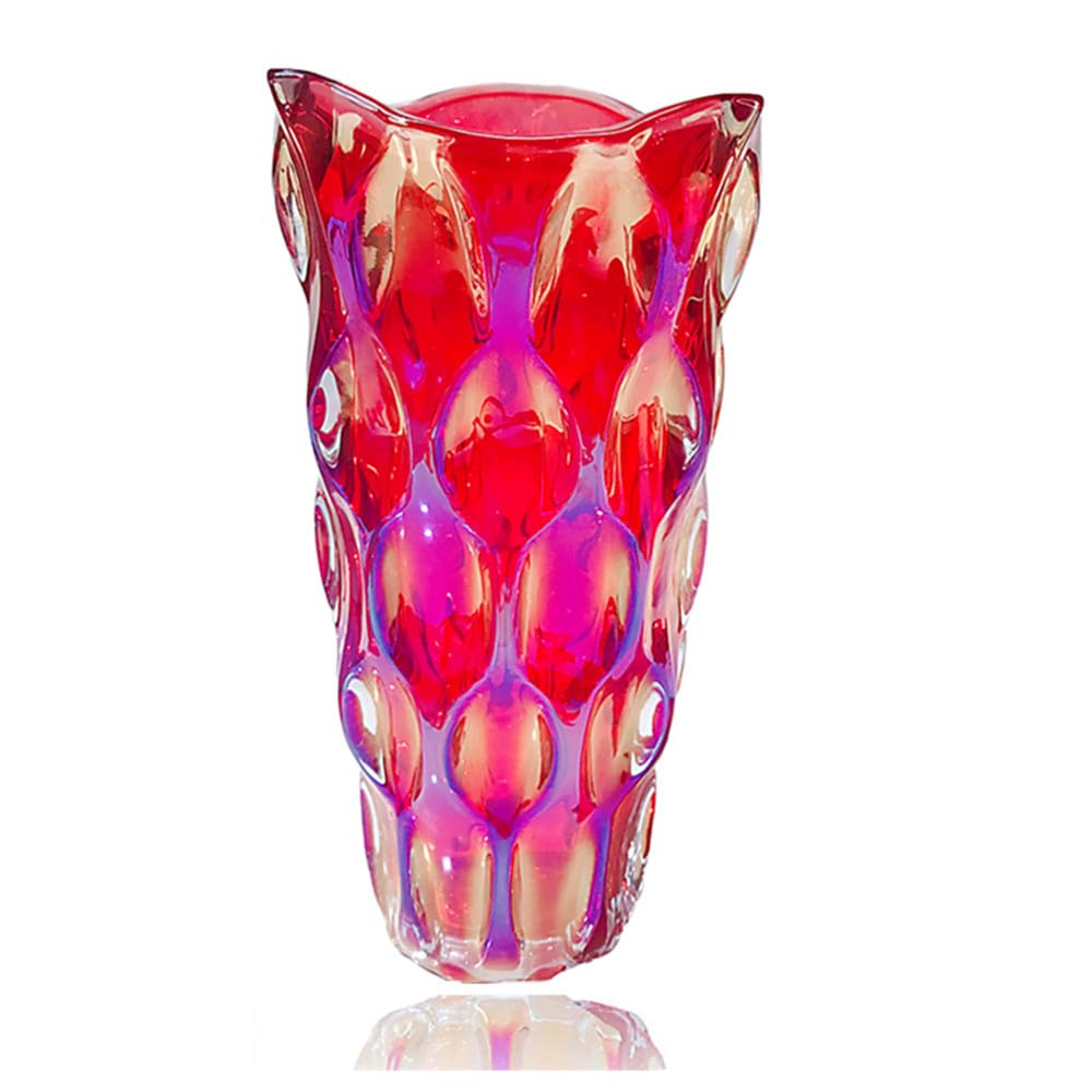 Heavy Glass Flower Vase Thickened 3.5lb 9.5inch Sparkle vase Bohemian Style, for Centerpieces,Wedding,Perfect Home Decor (Sparkle)