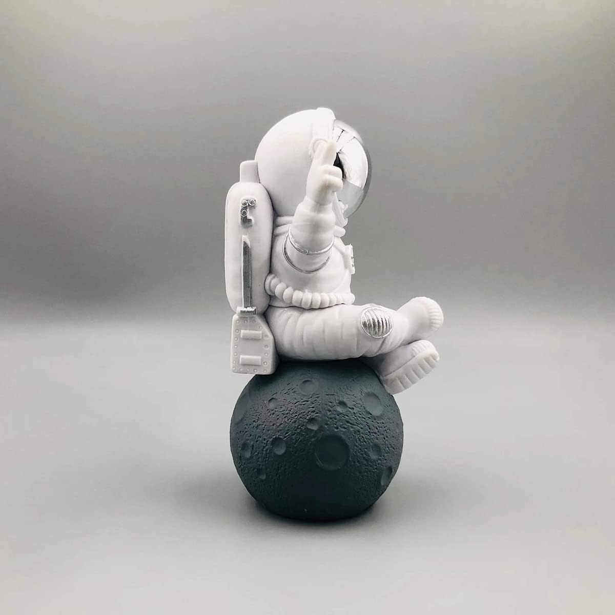 Astronaut Figurine Statue, Silver & White Space Decor Ornament