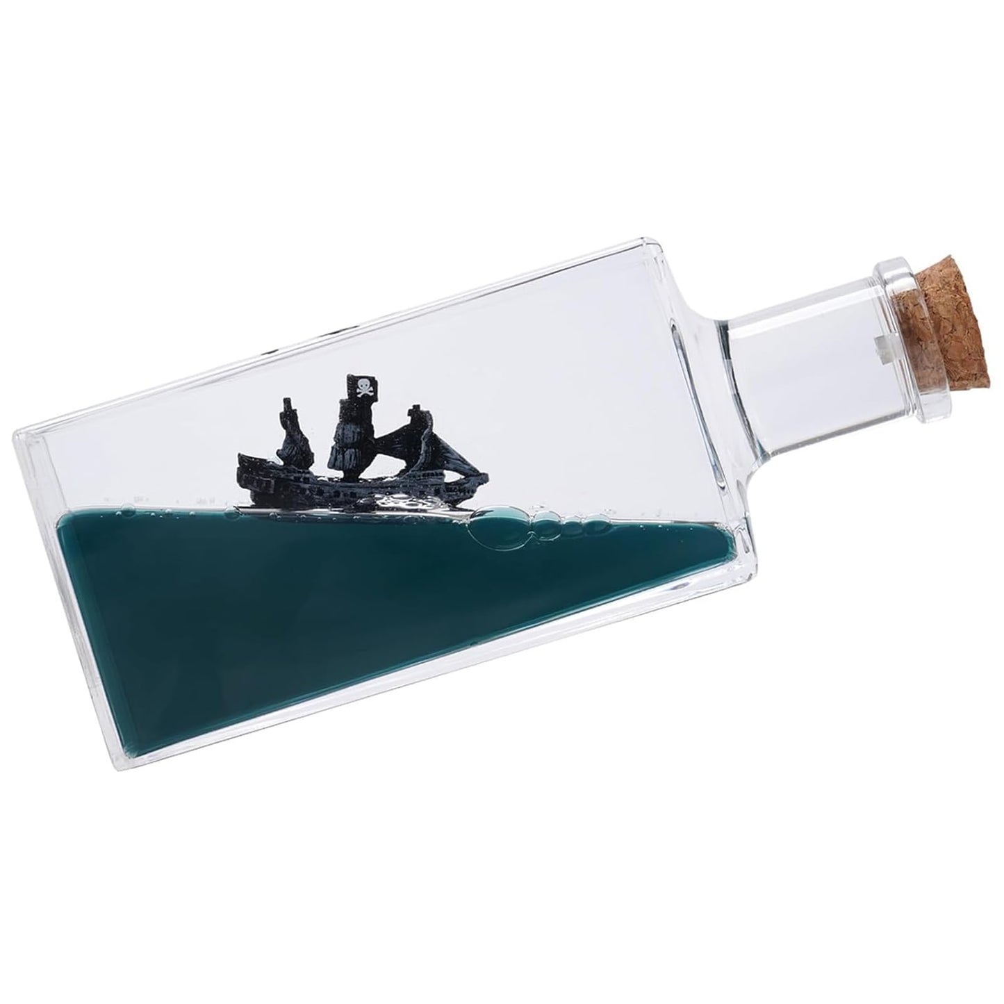 Unsinkable Black Pearl Pirate Ghost Ship in a Fluid Drift Bottle
