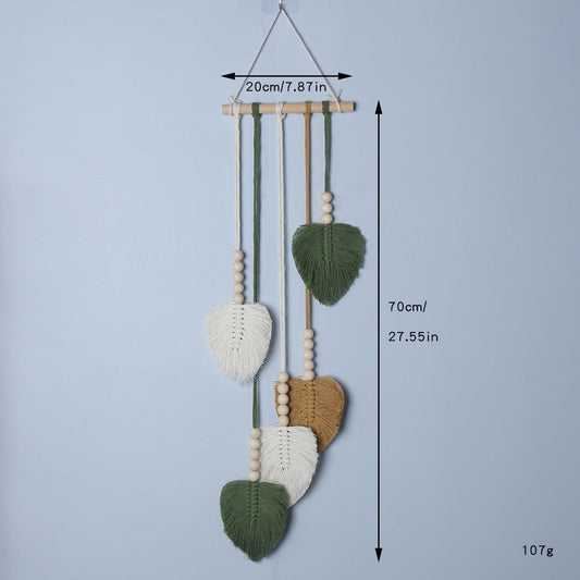 Shopdp handmade Woven Leaves Wall Hanging Decor, Macrame Hanging Tapestry for Apartment Bedroom Living Room Decoration