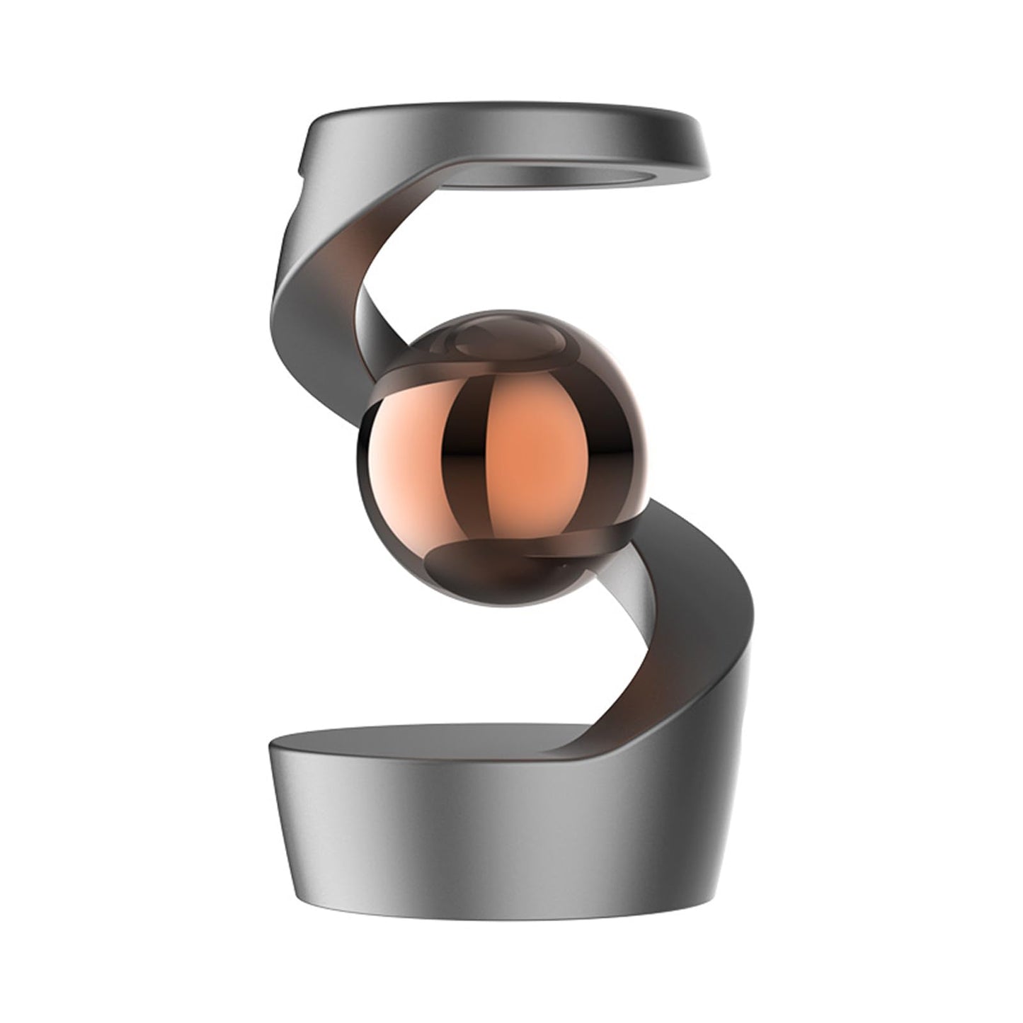 Kinetic Desk Toy Levitating Spinning Gyroscope, Silent Dual Bearing Metal Fidget Spinner, Aluminum Alloy Stress Relief Desktop Ornament, Anxiety Relief Office Gift for Adults ADHD(Black-Silver Ball)