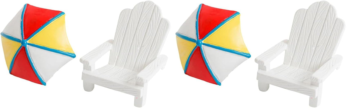 Garneck 2pcs Miniature Mini Beach Chair Furniture Terrariums Decoration Aquarium Ornament Mediterranean Figurines Umbrella Summer Home Accents Decor Mini Desktop Decor Rocking Chair Cute