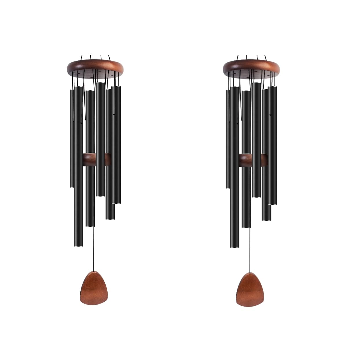 Bursvik 37" Aluminum Wind Chimes for Outside(Black), Patio Zen Decor Gift