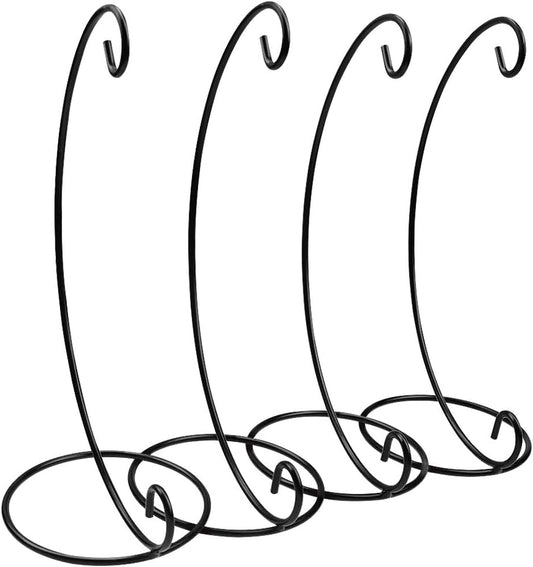 9in Ornament Display Stand, Air Plant Holder, Terrariums Hanger, Black Iron Wire Hanging Hook for Christmas Halloween Decoration, Glass Crystal Witch Ball, Home Party Decor Art Craft Fair