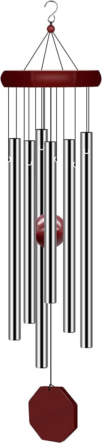 Memorial Wind Chimes Outdoor Large Deep Tone, Sympathy Wind-Chime Personalized with 6 Tuned Tubes, Elegant Chime for Garden Patio Balcony and Home