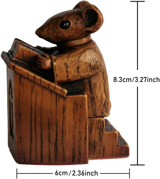 Yuhoo Church Mouse Statue, Wooden Church Mouse in The Pulpit Collectible Figurine for Home and Office Desktop Decor, Mouse Ornament On The Pulpit Sculpture for Home Outdoor Garden Decor