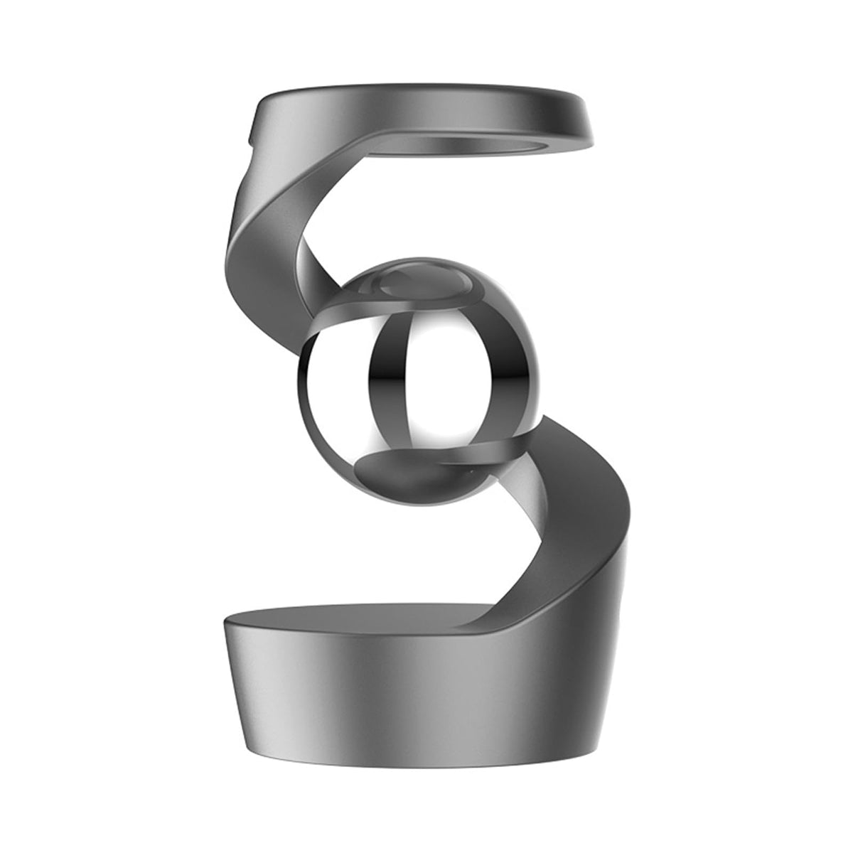 Kinetic Desk Toy Levitating Spinning Gyroscope, Silent Dual Bearing Metal Fidget Spinner, Aluminum Alloy Stress Relief Desktop Ornament, Anxiety Relief Office Gift for Adults ADHD(Black-Silver Ball)