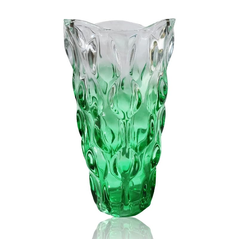Heavy Glass Flower Vase Thickened 3.5lb 9.5inch Sparkle vase Bohemian Style, for Centerpieces,Wedding,Perfect Home Decor (Sparkle)