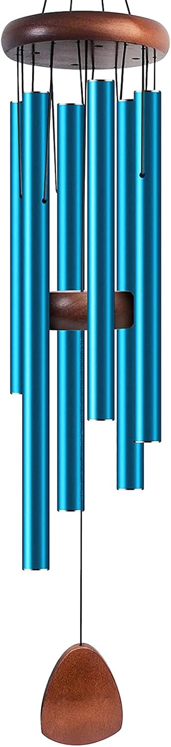 37 Inch Blue Aluminum Wind Chimes, Outdoor Garden