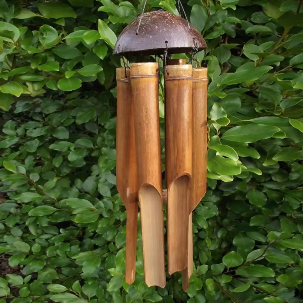 1pc Bamboo Wind Chimes for Outside - Decorative Wind Chime with Deep Melody Tone, Classic Zen Garden Decor, Soothing Natural Sound, Weather-Resistant Durable Bamboo, All Seasons Home Hanging Decor for Patio & Indoor Use