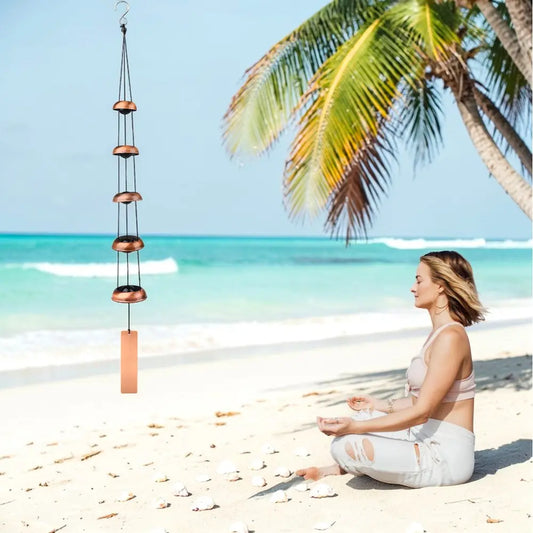 Metal Pagoda Wind Chimes - Copper Feng Shui Japanese-Style Hanging Bells, Outdoor Landscaping Decor for Garden, Patio,  memorial wind chime Gift