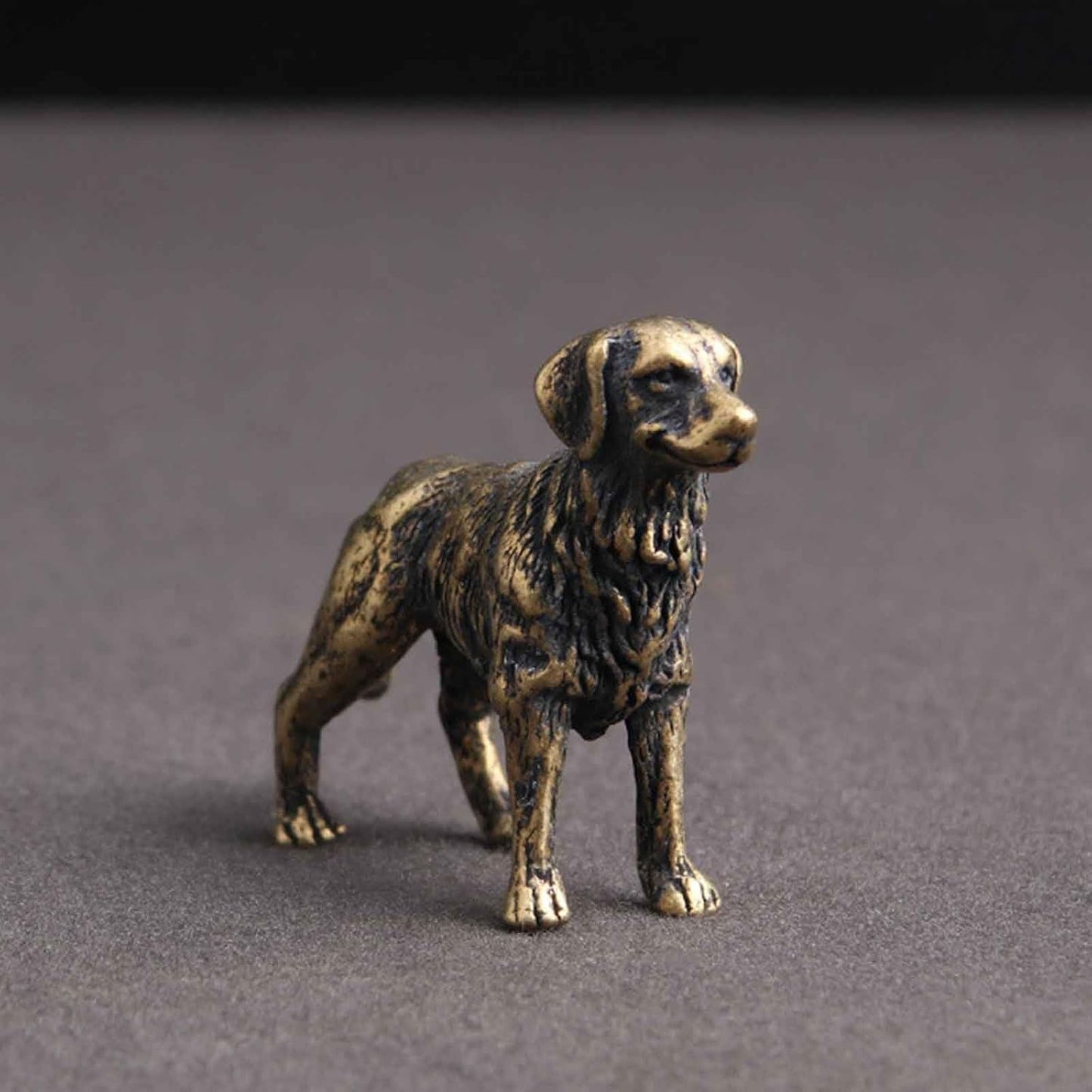 SnowOwl Brass Dog Figurine 1pcs, Small Statue House Sculptures, Animal Ornament Figurine Tea Pet Home Decor Table Office Decorative Collectible or Elders (dog-07)