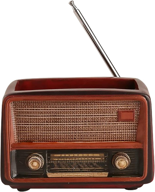 Funny live 4.7 Inches Retro Radio Shape Desktop Decoration Resin Crafts Ornaments Home Office Personality Multi-purpose Succulent Plant Pot | Pen Holder (Dark Brown)