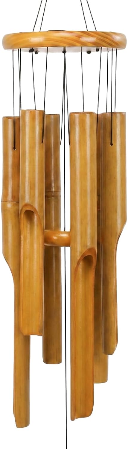 MUMTOP Bamboo Wind Chimes, Deep Tone Wooden Wind Chime Outdoor Garden Decor