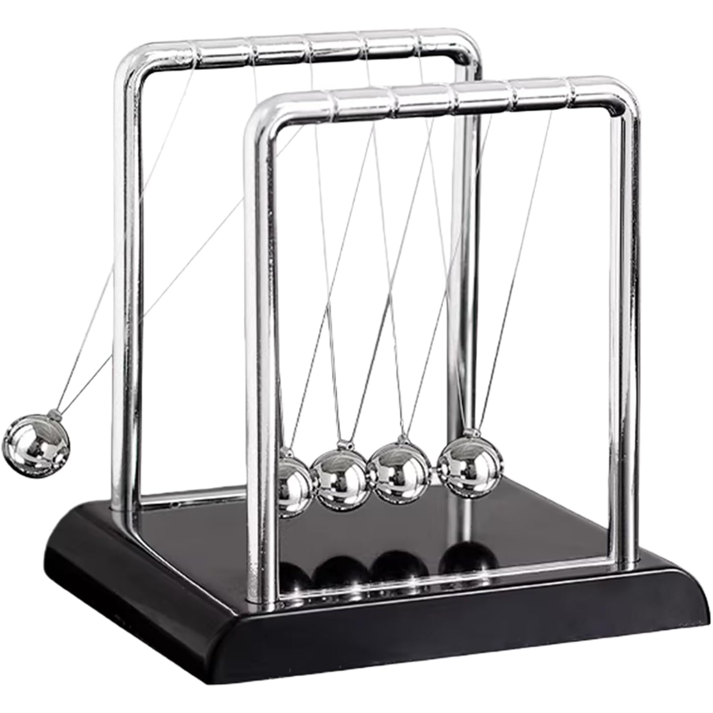 Newtons Cradle Balance Balls,Pendulum Balls with Black Base,Newtons Cradle Pendulum,Desk Decor for Men,Physics Toys,Metal Creative Ornament Crafts,Mind Bending Desk Sculpture - Large Black