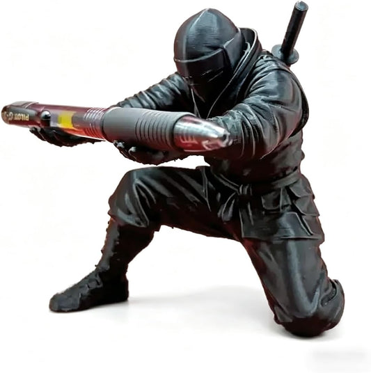 Ninja Warrior Pen Holder, Cool Black Ninja Desktop Pen Stand, Unique Samurai Warrior Pen Organizer, Creative Desk Decor Accessory, Funny Office Desktop Ornament Gift For Men Boss Coworkers