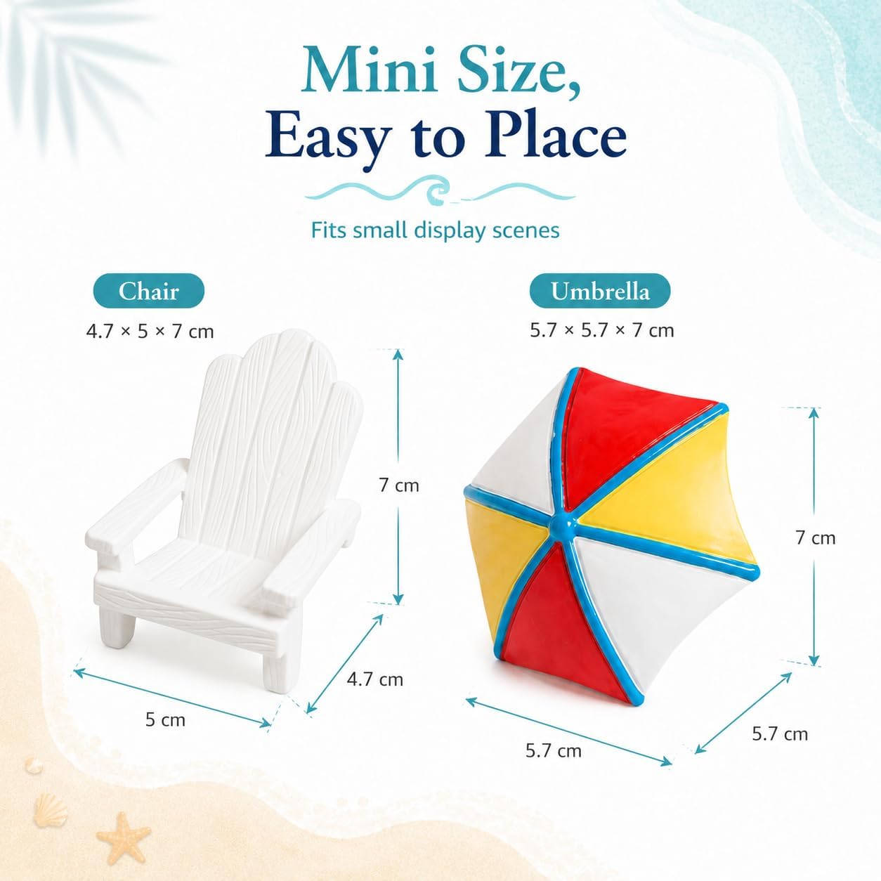 Garneck 2pcs Miniature Mini Beach Chair Furniture Terrariums Decoration Aquarium Ornament Mediterranean Figurines Umbrella Summer Home Accents Decor Mini Desktop Decor Rocking Chair Cute