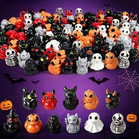 Mini Devil Ghost Skull Resin Ducks – Cute Spooky Desktop Decor, Creative Mini Garden Ornament, Halloween Christmas Party Gift (20)