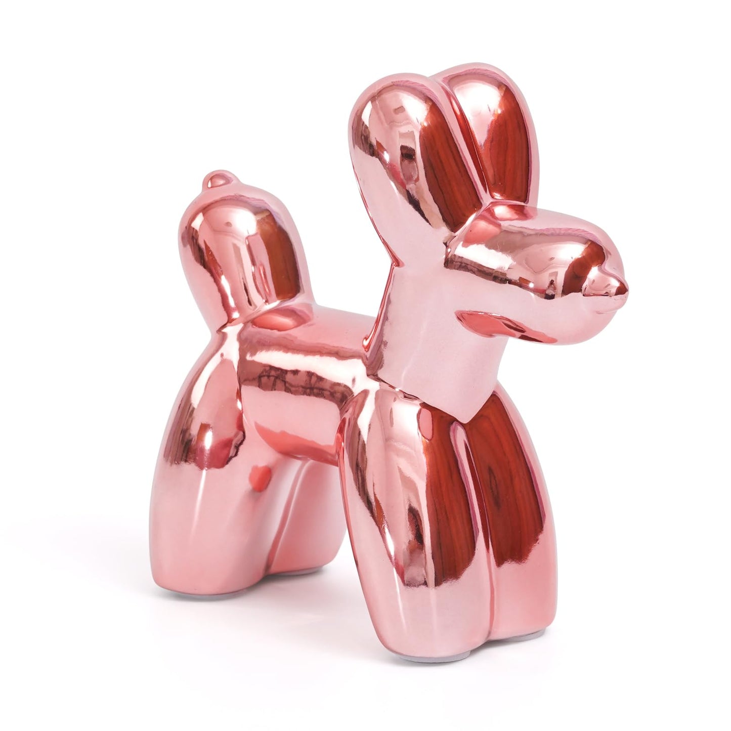 Notakia Cute Ceramics Pink Balloon Dog Statue Crafts Living Room Desktop Decorations,Handmade Modern Small Ceramic Animal Statue Ornament Home Decor Accents (Pink Balloon Dog)