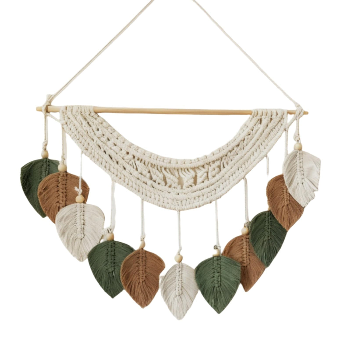 MSFENG Wall Hanging Decor Leaves Tapestry Boho Wall Decor Woven Feather Handmade Yarn Tassels Woven Wall Art Decorations for Nursery, Bedroom, Living Room, Apartment Home Backdrop (LightGreen)
