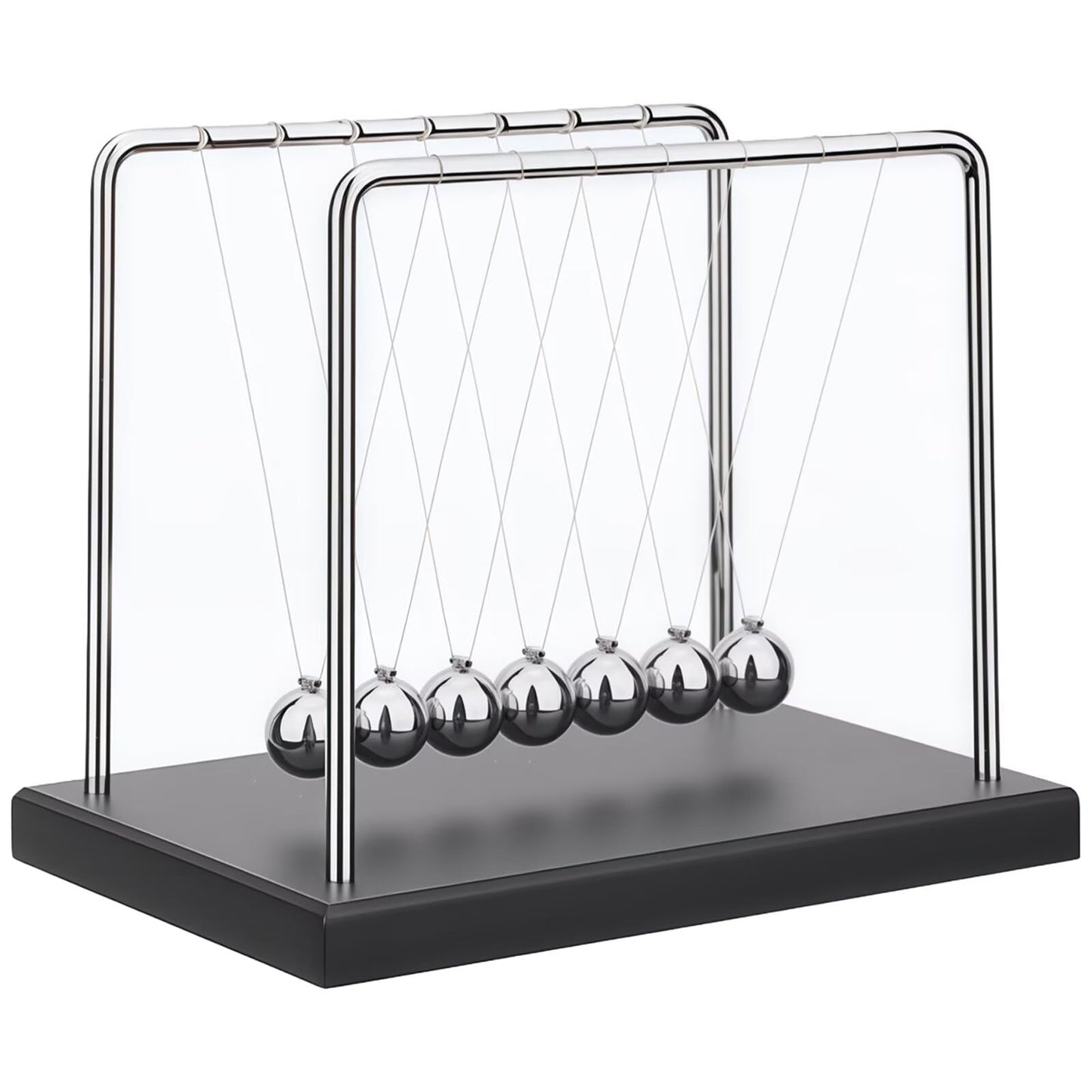Newtons Cradle Balance Balls,Pendulum Balls with Black Base,Newtons Cradle Pendulum,Desk Decor for Men,Physics Toys,Metal Creative Ornament Crafts,Mind Bending Desk Sculpture - Large Black