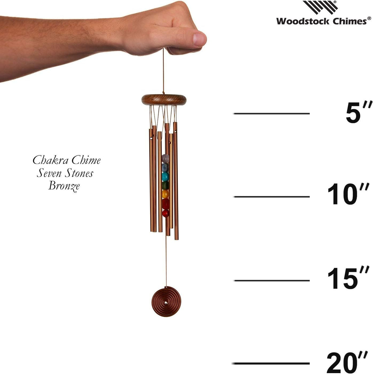 Woodstock Chimes Signature Collection, Woodstock Chakra Chime, 17'' Bronze Eastern Energies Wind Chimes for Outdoor, Patio, Home Garden Decor (CC7BR)