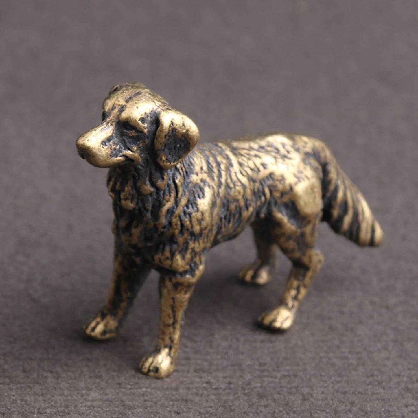 SnowOwl Brass Dog Figurine 1pcs, Small Statue House Sculptures, Animal Ornament Figurine Tea Pet Home Decor Table Office Decorative Collectible or Elders (dog-07)
