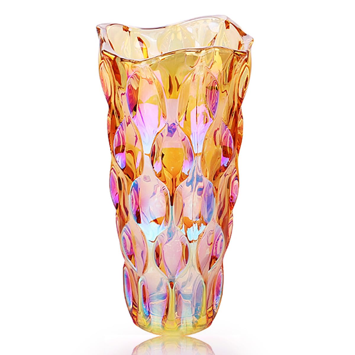 Heavy Glass Flower Vase Thickened 3.5lb 9.5inch Sparkle vase Bohemian Style, for Centerpieces,Wedding,Perfect Home Decor (Sparkle)