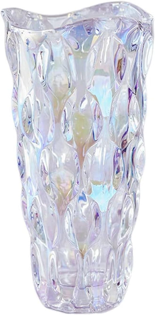Heavy Glass Flower Vase Thickened 3.5lb 9.5inch Sparkle vase Bohemian Style, for Centerpieces,Wedding,Perfect Home Decor (Sparkle)