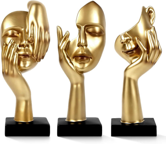 3 Pcs Thinker Statue,Modern Home Sculptures,Figurine for Bookshelf