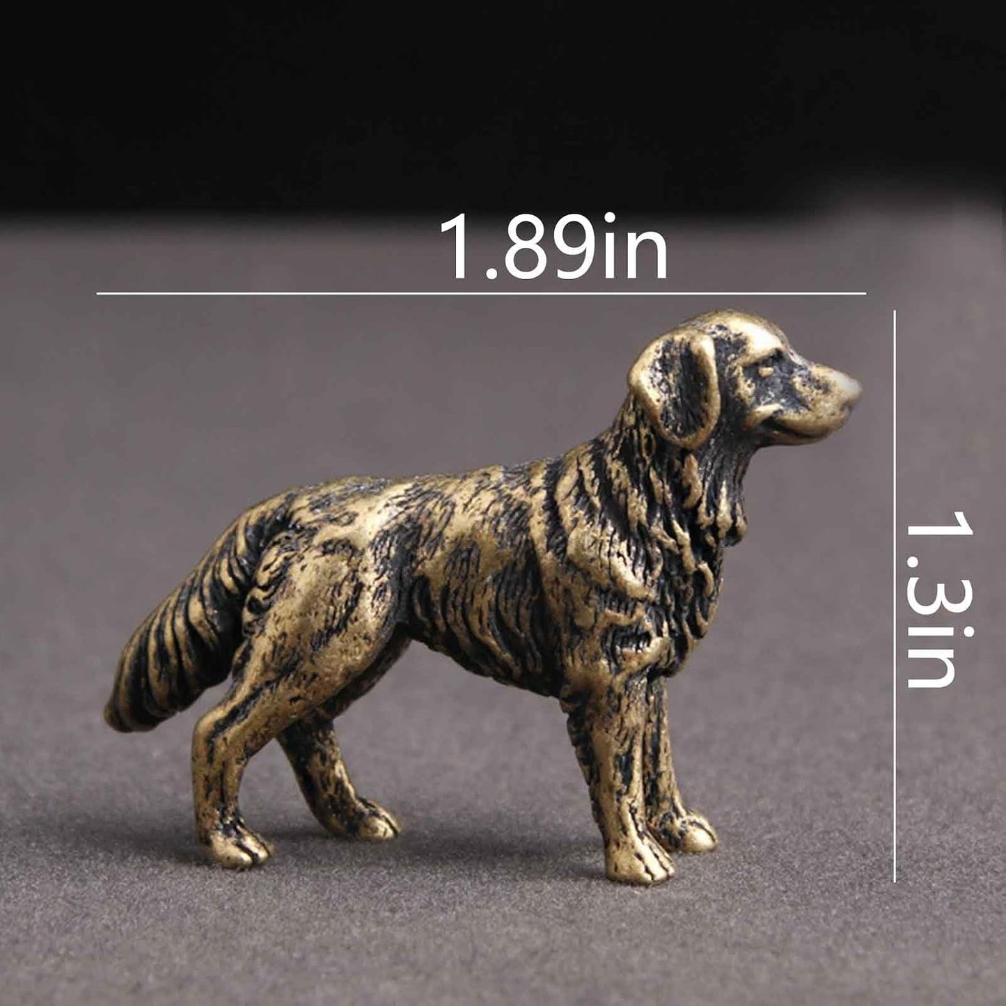SnowOwl Brass Dog Figurine 1pcs, Small Statue House Sculptures, Animal Ornament Figurine Tea Pet Home Decor Table Office Decorative Collectible or Elders (dog-07)