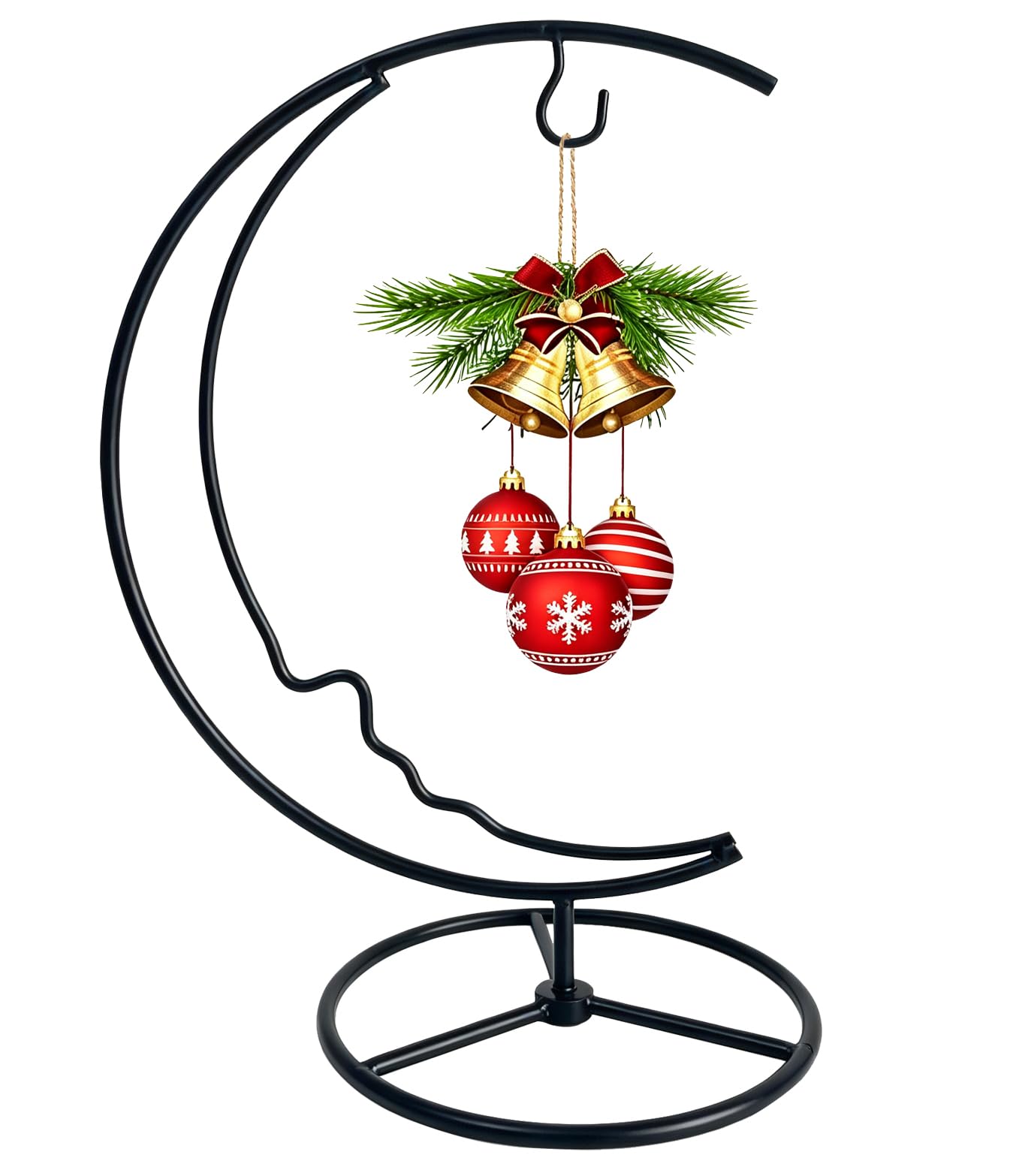 Ornament Display Stand Iron Double Curved Hooks Holder for Christmas Decor