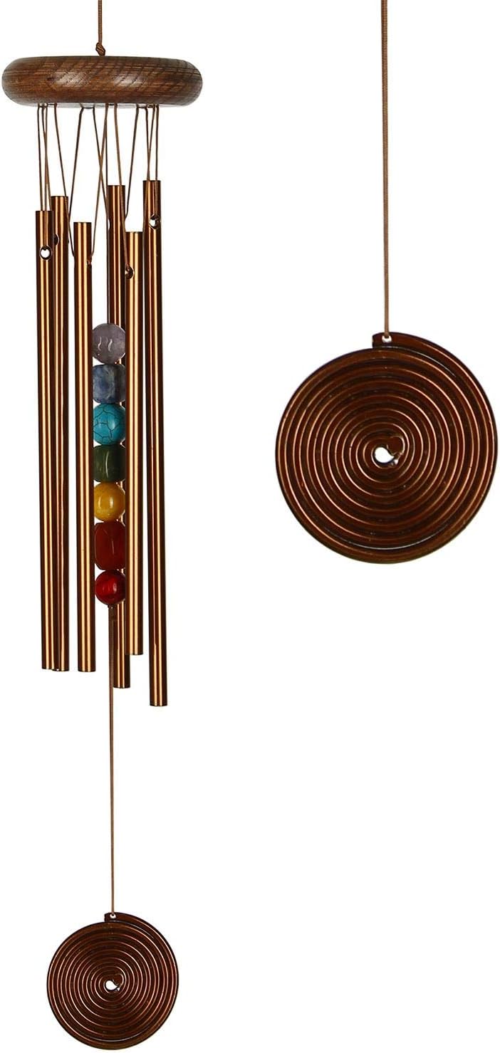 Woodstock Chimes Signature Collection, Woodstock Chakra Chime, 17'' Bronze Eastern Energies Wind Chimes for Outdoor, Patio, Home Garden Decor (CC7BR)