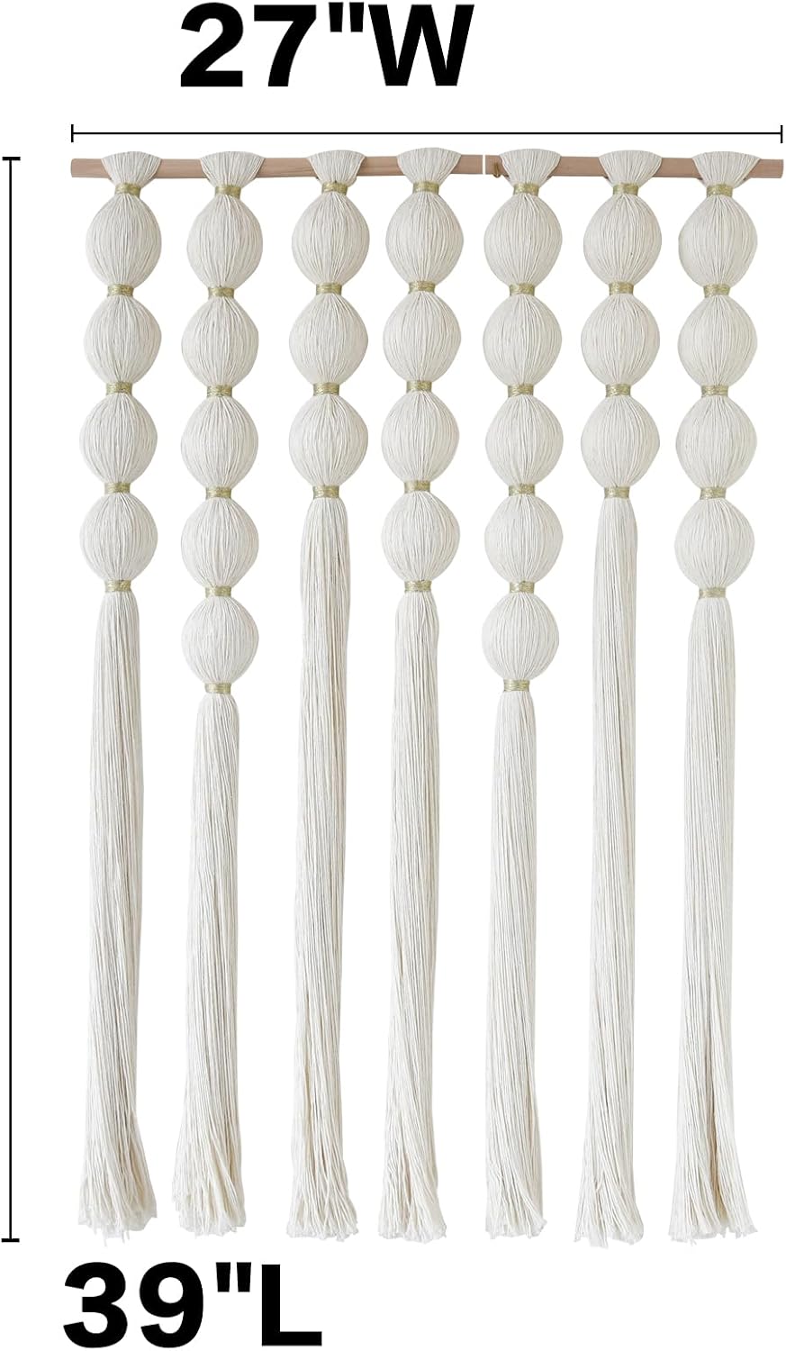 Macrame Wall Hanging Ball Tassels Boho Woven Wall Decor Handmade 27"W*39"L