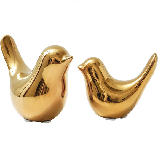 Notakia Gold Home Decor Small Birds Statues Modern Style Decorative Ornaments for Living Room Decor, Bedroom, Office Desktop, Cabinets (2Pcs Gold Birds)
